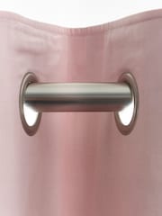 Pink Light Cotton Blackout/Thermal Eyelet Curtains - Image 6 of 8
