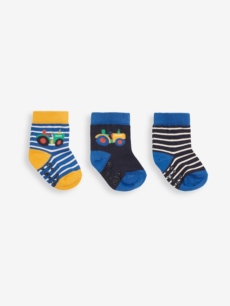 JoJo Maman Bébé Mustard Yellow 3-Pack Tractor Socks - Image 1 of 1