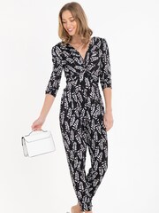 Jolie Moi Cheryl Animal Print Black Jumpsuit - Image 1 of 5
