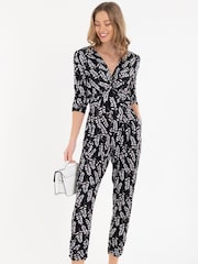 Jolie Moi Cheryl Animal Print Black Jumpsuit - Image 3 of 5