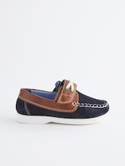 Navy Blue Leather Boat Shoes - Image 2 of 6