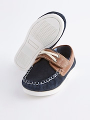Navy Blue Leather Boat Shoes - Image 4 of 6