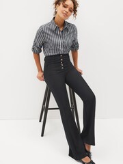 Charcoal Grey Stripe Long Sleeve Cotton Formal Shirt With Pocket - Image 2 of 7