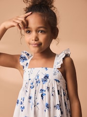 Blue Floral 100% Cotton Printed Tiered Dress (3-16yrs) - Image 4 of 7