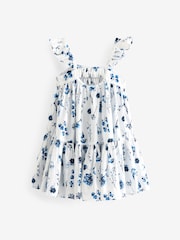 Blue Floral 100% Cotton Printed Tiered Dress (3-16yrs) - Image 6 of 7