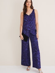 Phase Eight Purple Coletta Leopard Print Trousers - Image 1 of 6