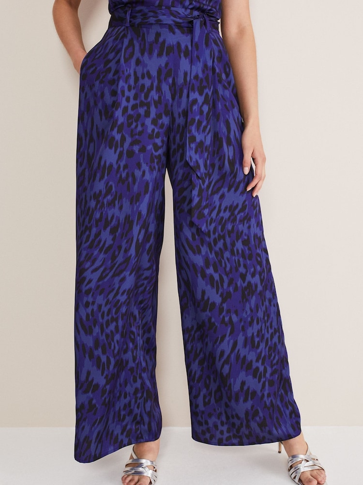 Phase Eight Purple Coletta Leopard Print Trousers - Image 2 of 6