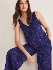 Phase Eight Purple Coletta Leopard Print Trousers - Image 4 of 6