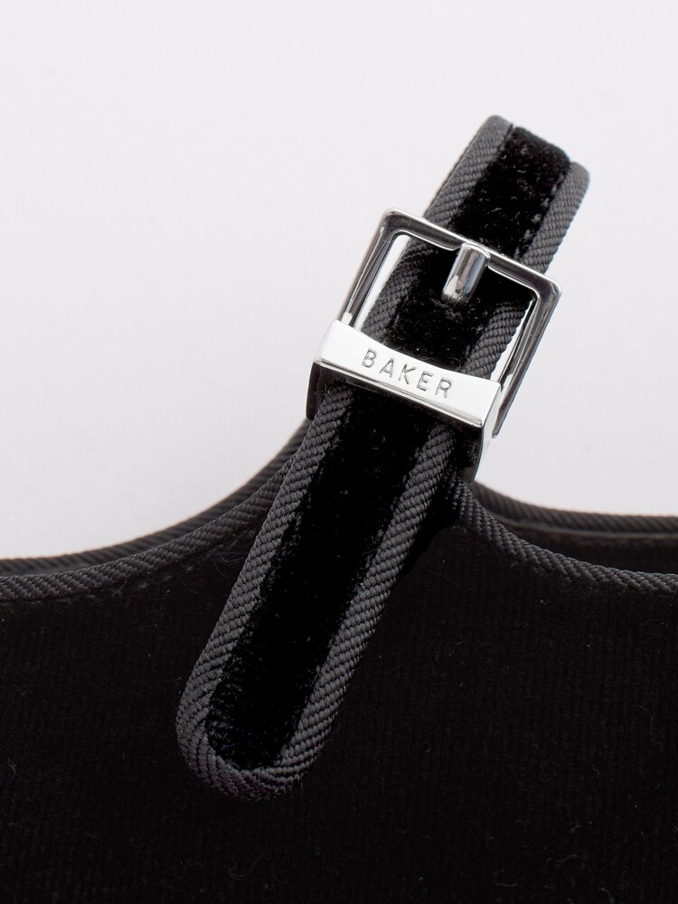 Baker by Ted Baker Girls Black Velvet Mary Jane Shoes with Rhinestone Bow - Image 6 of 6