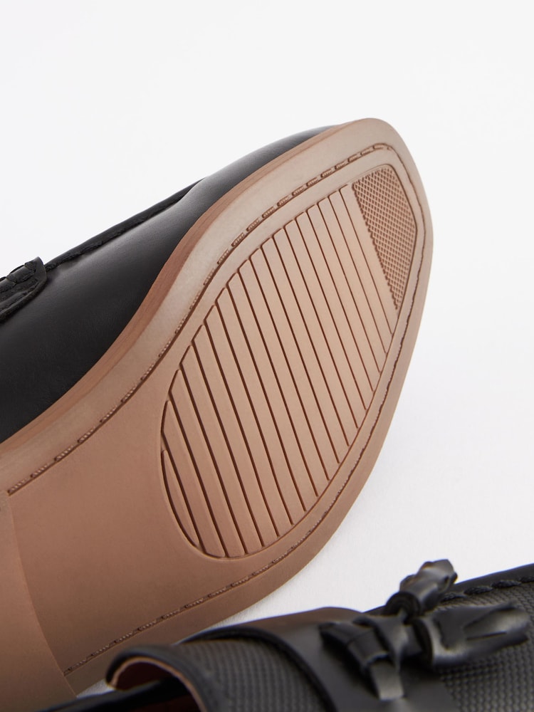 Black Tassel Wide Fit (G) Smart Tassel Detail Loafers - Image 6 of 6