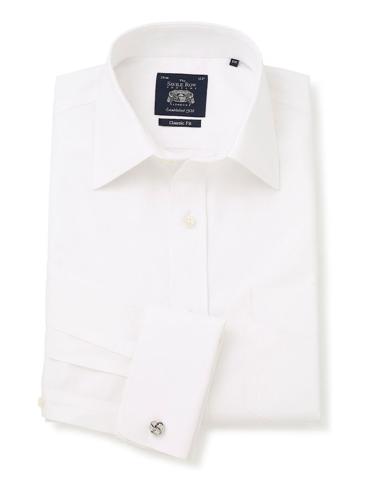 Savile Row Company Classic Fit Non Iron Double Cuff 100% Cotton White Shirt - Image 2 of 3