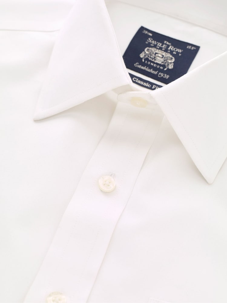 Savile Row Company Classic Fit Non Iron Double Cuff 100% Cotton White Shirt - Image 3 of 3