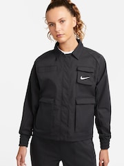 Nike Black Swoosh Woven Jacket - Image 1 of 4