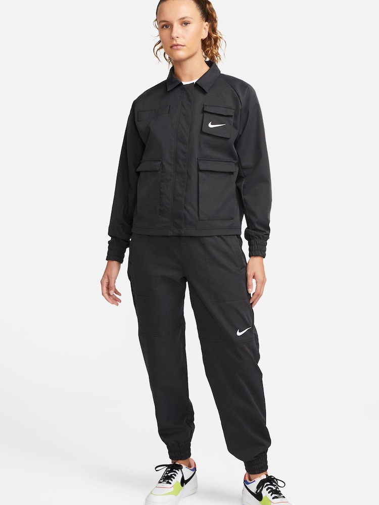Nike Black Swoosh Woven Jacket - Image 3 of 4