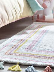 Multi Pink Bright Border Tassel Kids Rug - Image 2 of 6