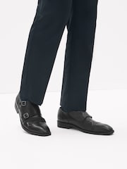 Black Double Monk Toe Cap Shoes - Image 1 of 5