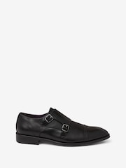 Black Double Monk Toe Cap Shoes - Image 2 of 5