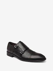 Black Double Monk Toe Cap Shoes - Image 3 of 5
