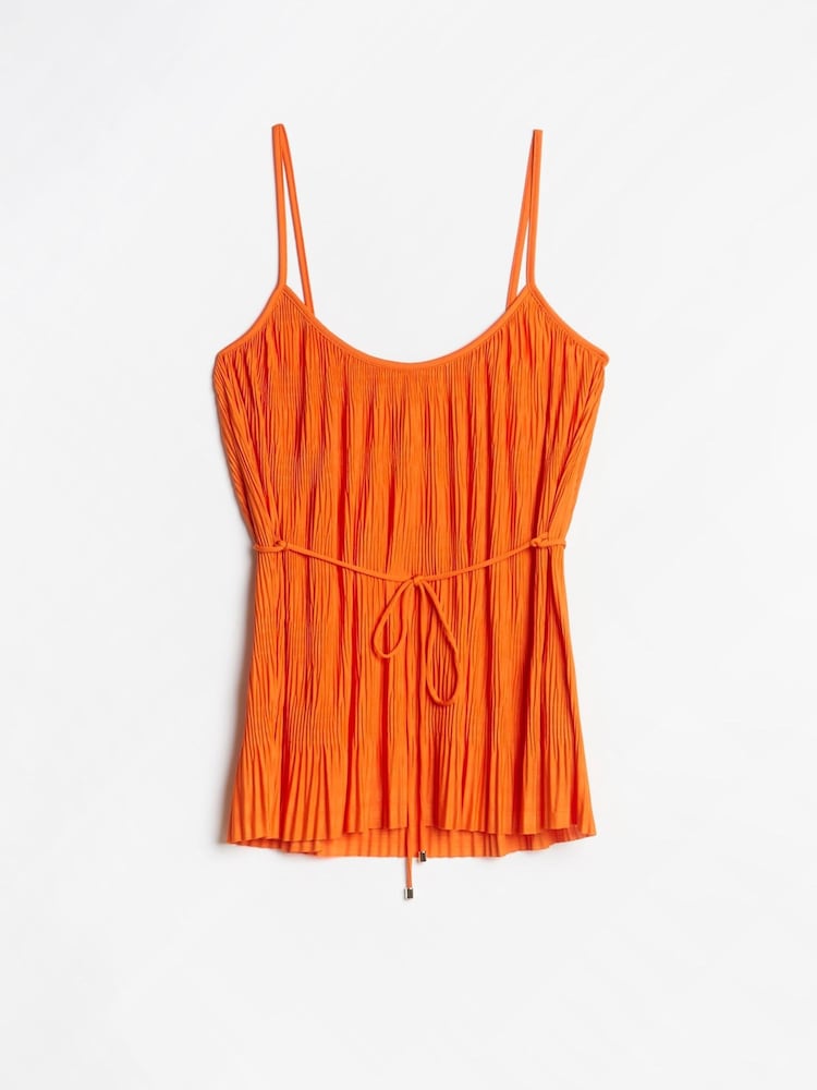 River Island Orange Plisse Belted Cami Top - Image 4 of 4