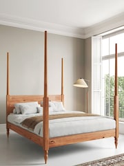 Get Laid Beds Cinnamon Moroccan Four Poster Turned Leg Solid Wood Bed - Image 1 of 2