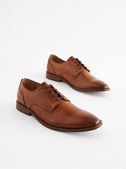 Tan Brown Square Derby Shoes - Image 1 of 5