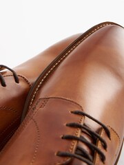Tan Brown Square Derby Shoes - Image 3 of 5