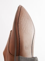 Tan Brown Square Derby Shoes - Image 5 of 5