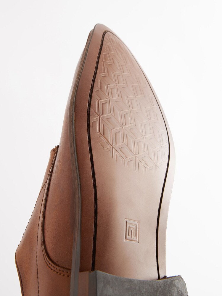 Tan Brown Square Derby Shoes - Image 5 of 5