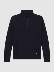 Reiss Navy Affleck Golf Stretch Merino Zip Neck Jumper - Image 2 of 6