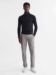 Reiss Navy Affleck Golf Stretch Merino Zip Neck Jumper - Image 3 of 6