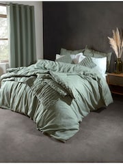 Lazy Linen Sage Green Washed 100% Linen Throw - Image 1 of 4