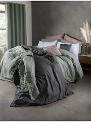 Lazy Linen Sage Green Washed 100% Linen Throw - Image 2 of 4