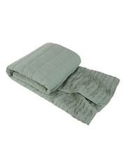 Lazy Linen Sage Green Washed 100% Linen Throw - Image 4 of 4