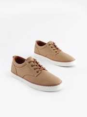 Stone Natural Canvas Derby Trainers - Image 1 of 6