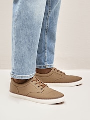 Stone Natural Canvas Derby Trainers - Image 2 of 6