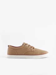 Stone Natural Canvas Derby Trainers - Image 3 of 6