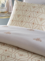 furn. Gold Bee Deco Geometric Reversible Duvet Cover and Pillowcase Set - Image 3 of 3