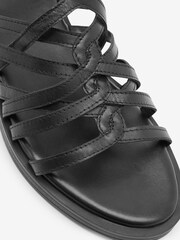 Черный - Кожаные гладиаторские сандалии на низкой платформе Forever Comfort® - Изображение 6 из 6