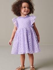 Lilac Purple Short Sleeve Lace Dress (3mths-6yrs) - Image 2 of 6