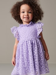 Lilac Purple Short Sleeve Lace Dress (3mths-6yrs) - Image 3 of 6