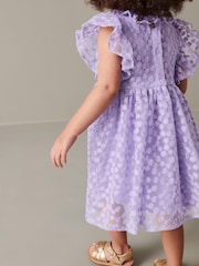 Lilac Purple Short Sleeve Lace Dress (3mths-6yrs) - Image 4 of 6