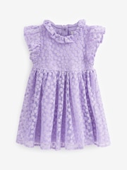 Lilac Purple Short Sleeve Lace Dress (3mths-6yrs) - Image 5 of 6