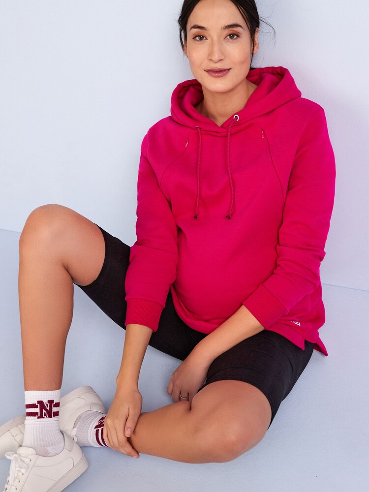 Fushsia Pink Maternity Nursing Hoodie - Image 1 of 4