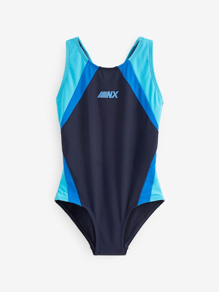 Blue/Navy Sports Swimsuit (3-16yrs) - Image 5 of 6
