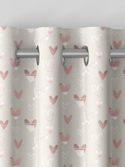 Linen Natural Kids Love Hearts Made To Measure 100% Cotton Curtains - Image 7 of 9