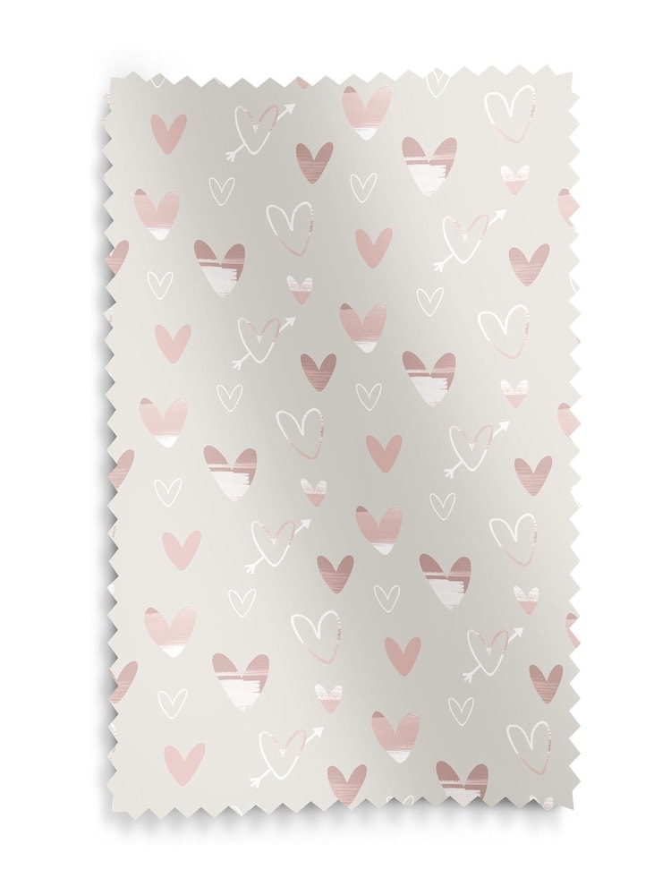 Linen Natural Kids Love Hearts Made To Measure 100% Cotton Curtains - Image 9 of 9