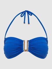Reiss Blue Carina Removable Strap Bandeau Bikini Top - Image 2 of 4