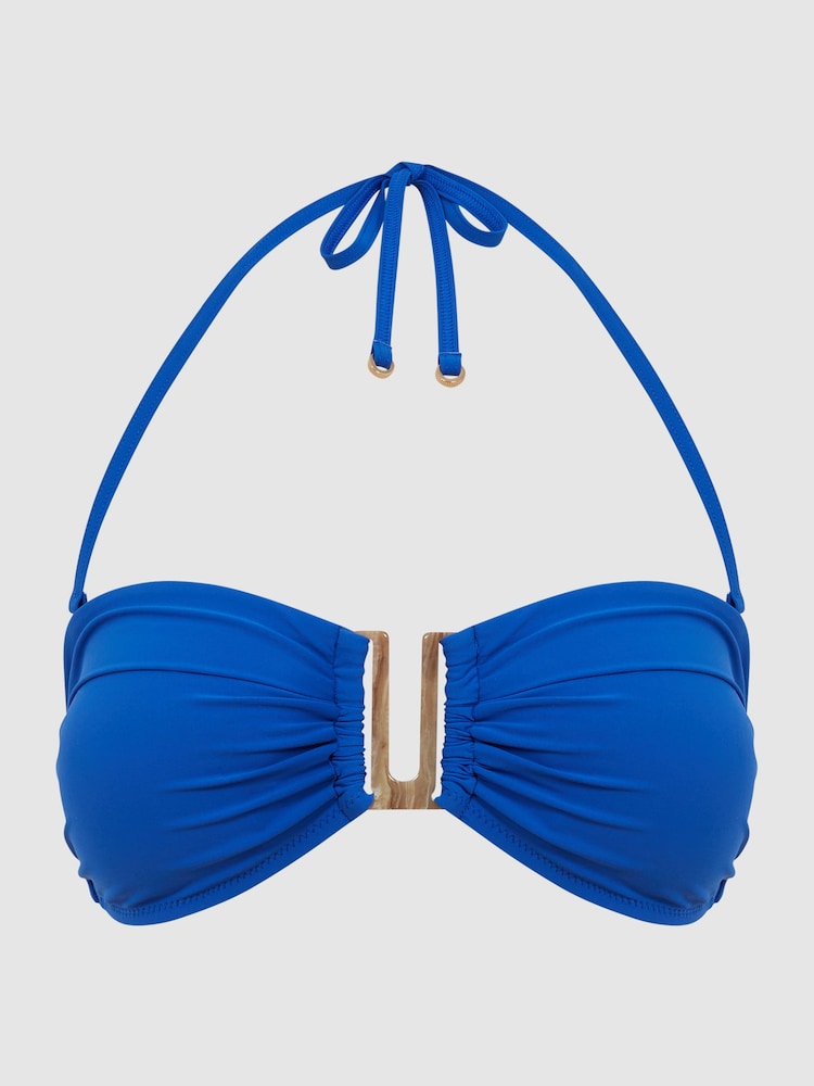 Reiss Blue Carina Removable Strap Bandeau Bikini Top - Image 2 of 4