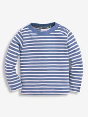 JoJo Maman Bébé Denim Blue Breton Long Sleeved Top - Image 1 of 7