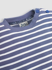 JoJo Maman Bébé Denim Blue Breton Long Sleeved Top - Image 3 of 7